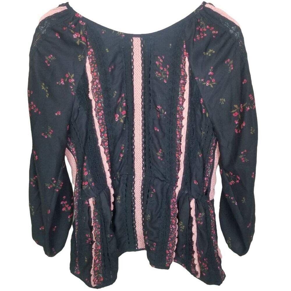 Anthropologie Seen Worn Kept Annemette Floral Lace Top M Whimsigoth Boho Peplum